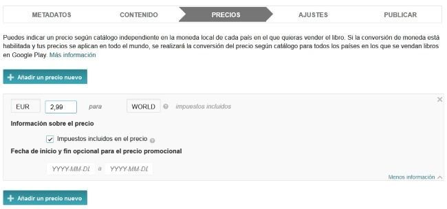 Fijar los precios del libro
